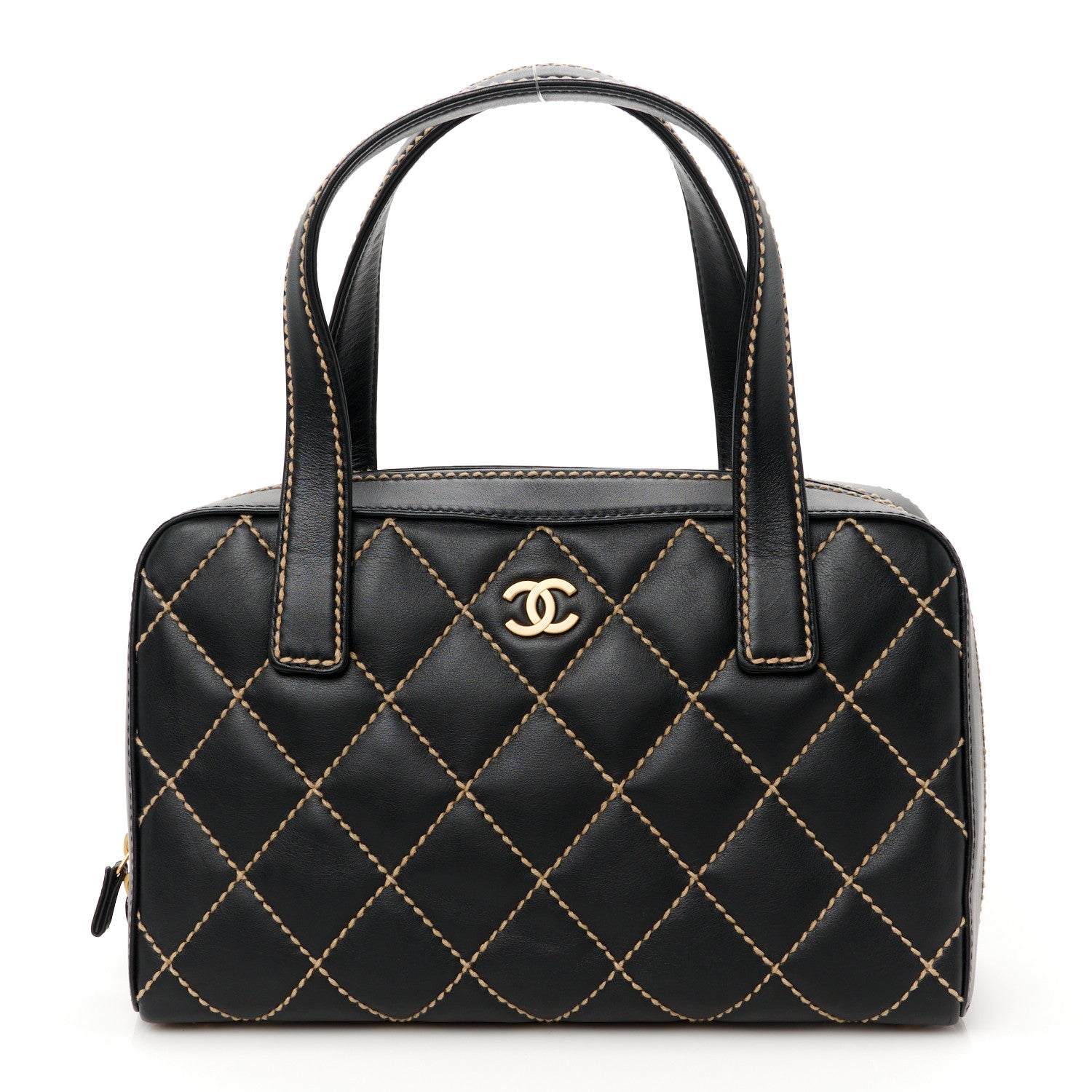 Chanel Calfskin Wild Stitch Top Handle Bag Black 1 of 12