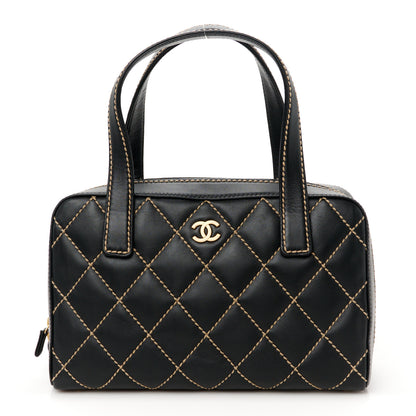 Chanel Calfskin Wild Stitch Top Handle Bag Black 1 of 12