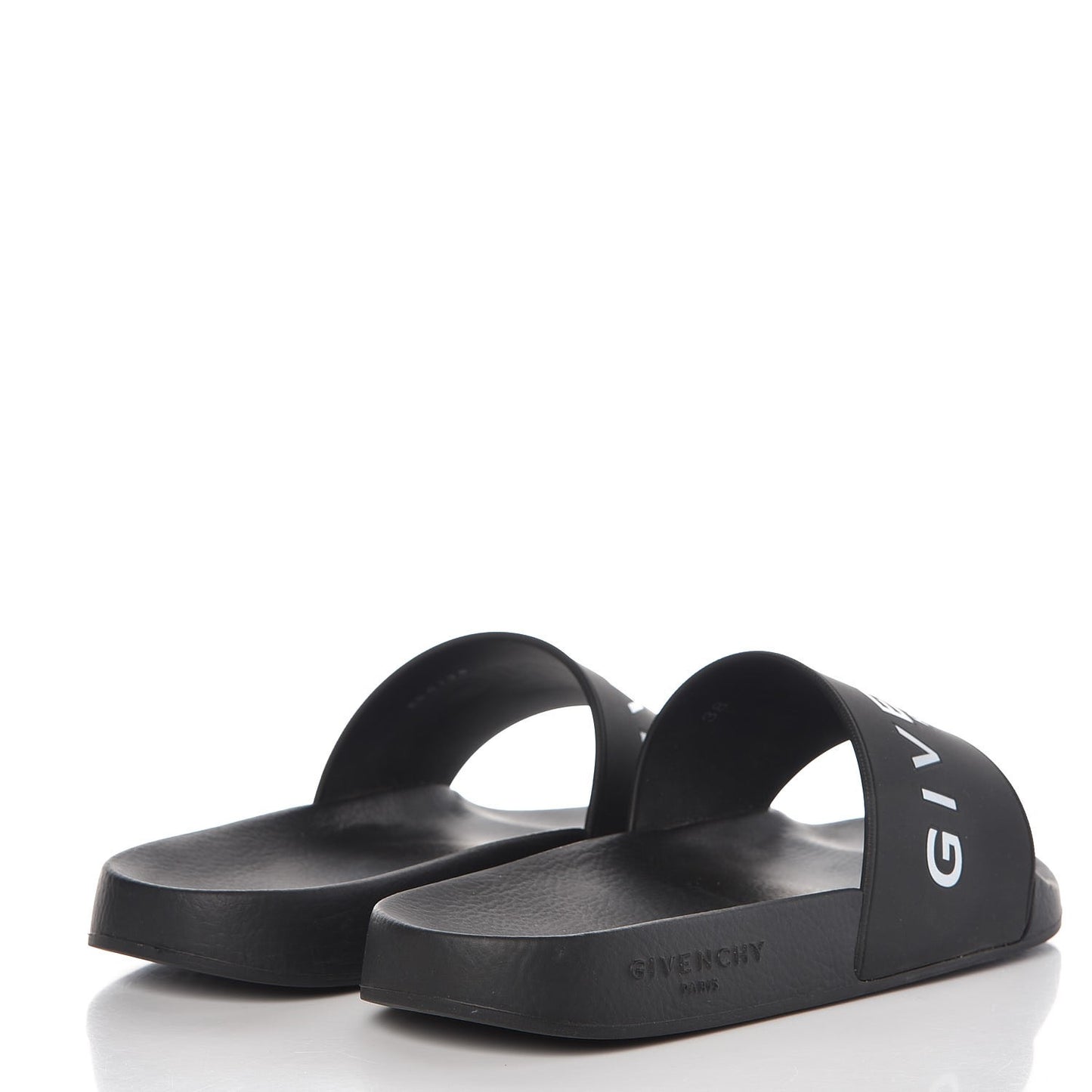 Rubber Logo Pool Slide Sandals 38 Black