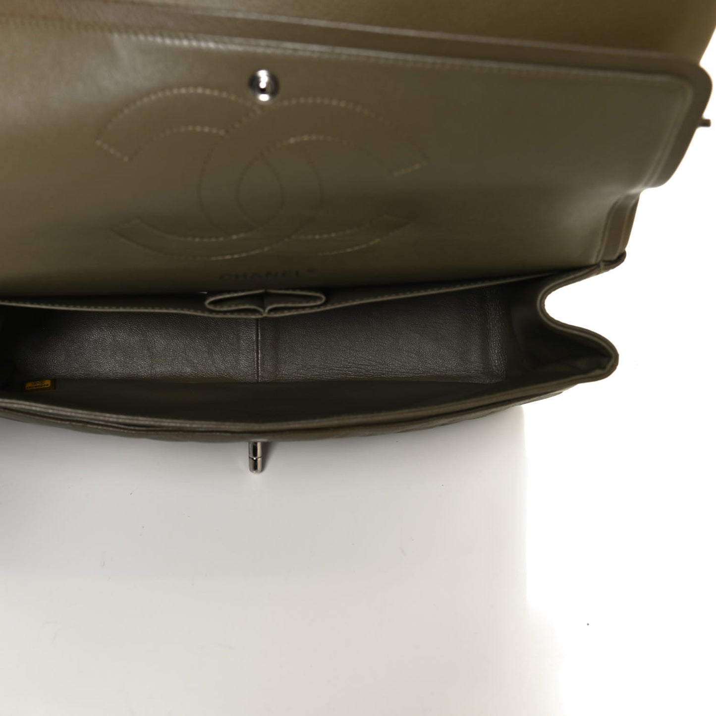 Caviar Quilted Jumbo Double Flap Dark Green