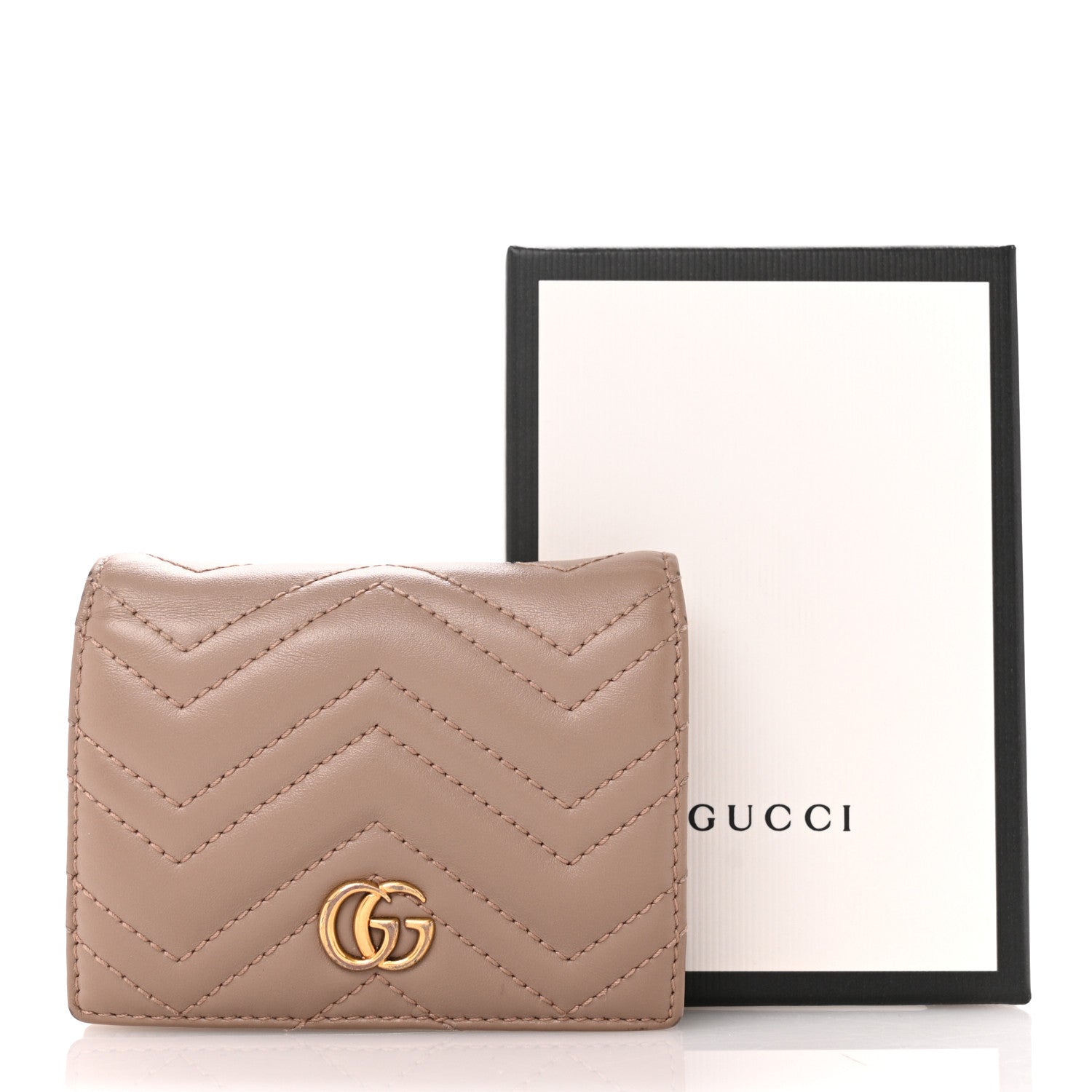 Gucci Calfskin Matelasse GG Marmont Card Case Wallet Porcelain Rose 10 of 10