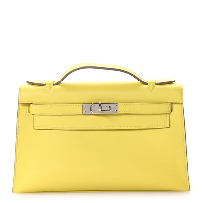 Hermes Swift Kelly Pochette Clutch Lime 1 of 11