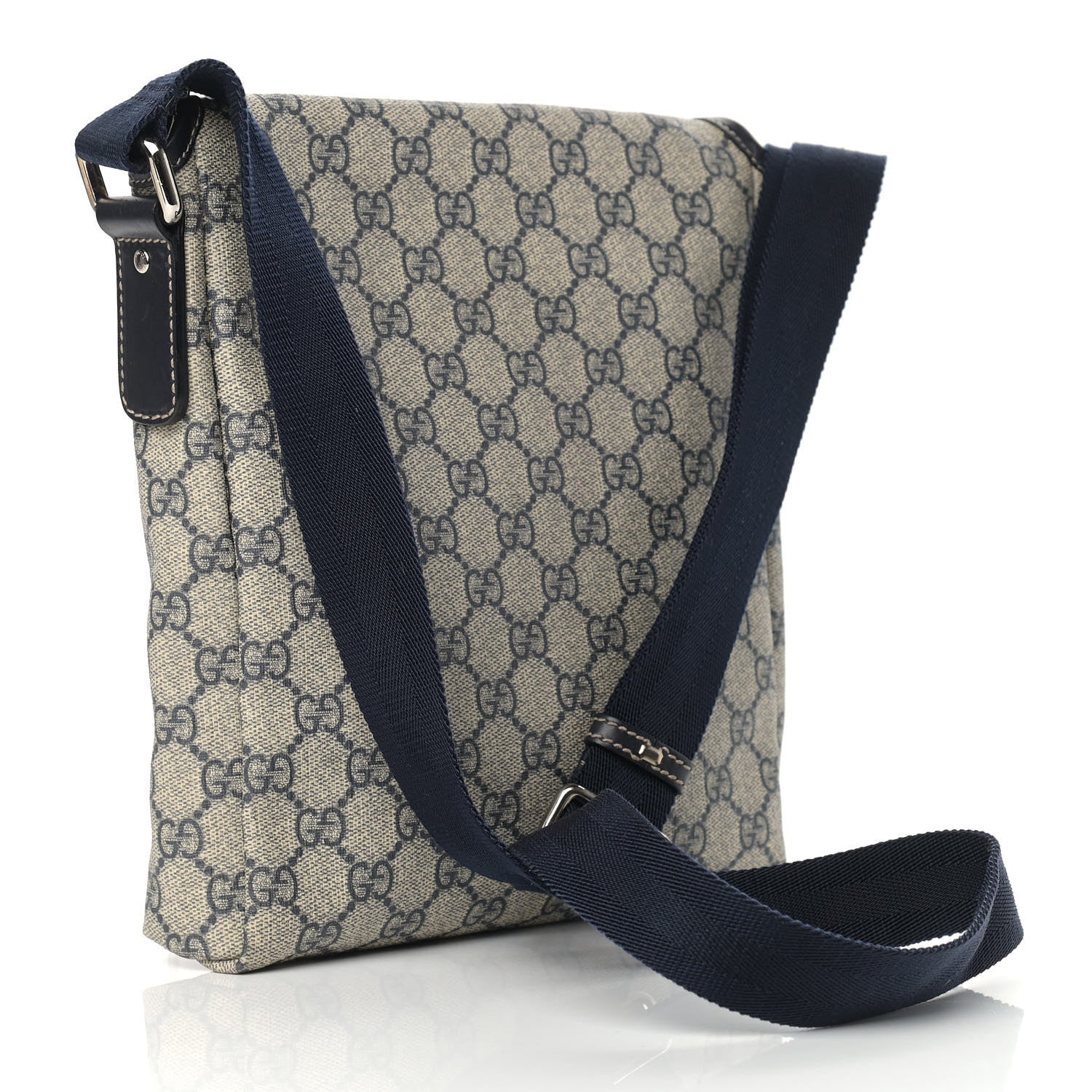 Gucci GG Plus Monogram Sellieria Calfskin Small Flap Messenger Bag Beige Blue 3 of 10