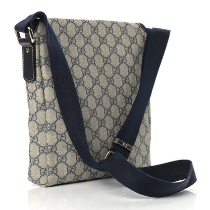 Gucci GG Plus Monogram Sellieria Calfskin Small Flap Messenger Bag Beige Blue 3 of 10