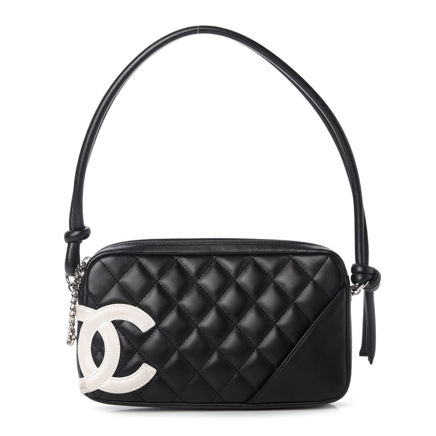 Calfskin Quilted Cambon Pochette Black White