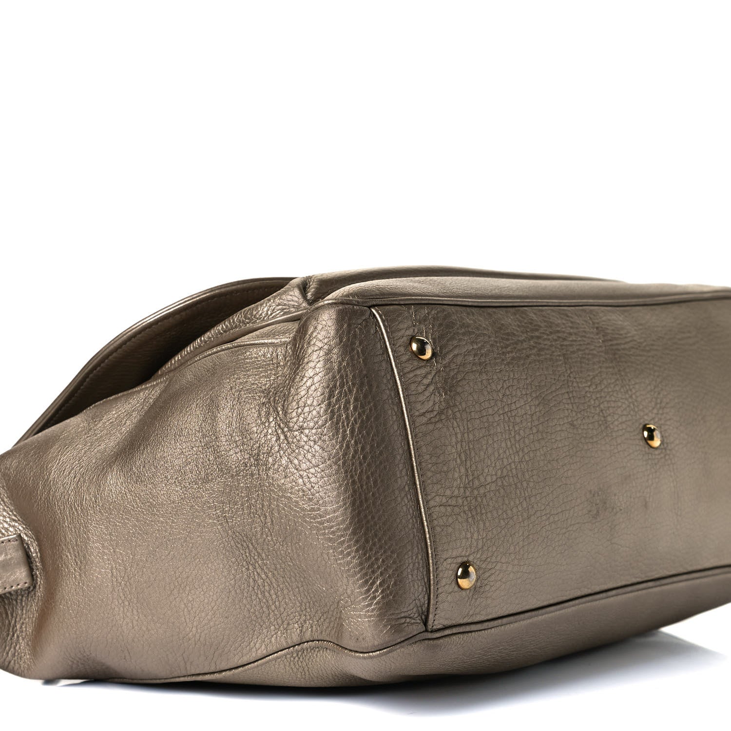 Gucci Metallic Pebbled Calfskin Medium 1973 Top Handle Satchel Golden Beige 10 of 20