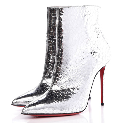 Christian Louboutin Calfskin Craquele So Kate Booty 110 Ankle Boots 39.5 Silver 3 of 8