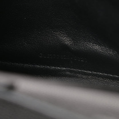 Saint Laurent Grain De Poudre Matelasse Chevron Monogram Chain Wallet Black 7 of 11