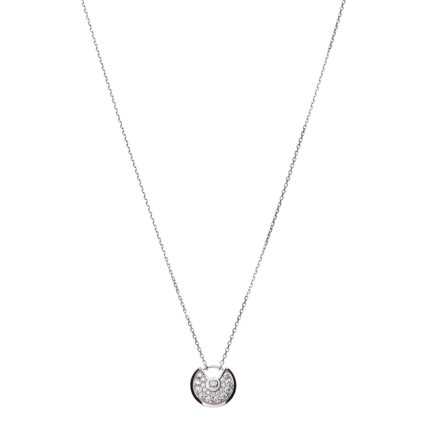 18K White Gold Diamond XS Amulette de Pendant Necklace