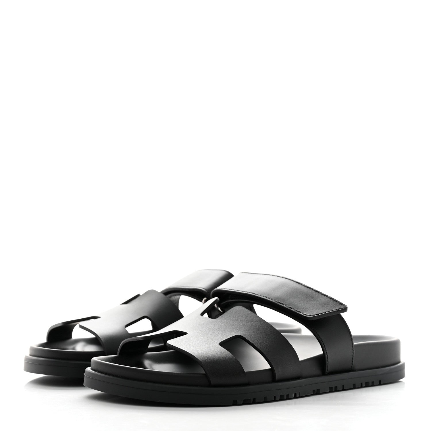 Hermes Calfskin Womens Chypre Sandals 38 Black 3 of 9