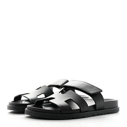 Hermes Calfskin Womens Chypre Sandals 38 Black 3 of 9
