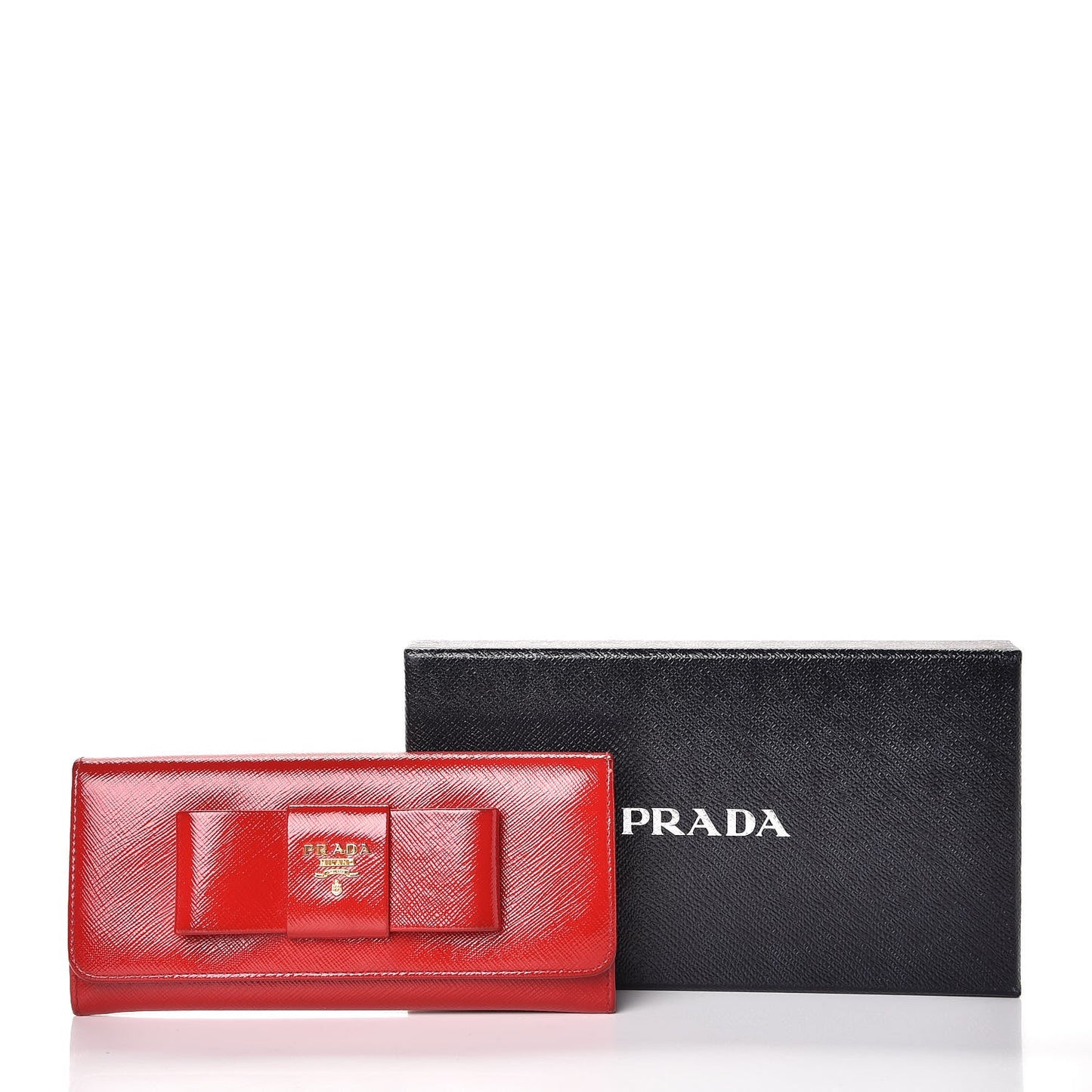 Saffiano Vernice Bow Continental Wallet Rosso