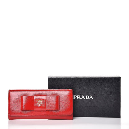 Prada Saffiano Vernice Bow Continental Wallet Rosso 9 of 9