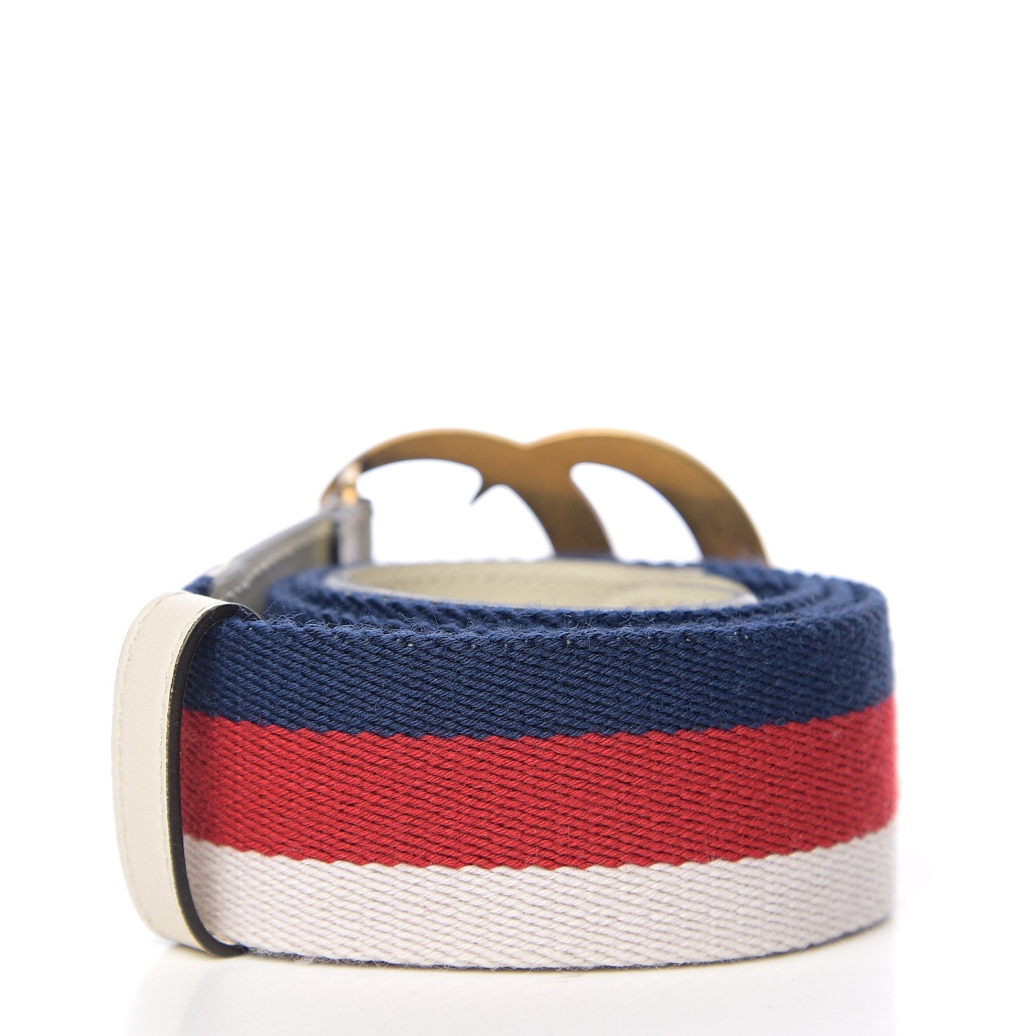 Gucci Nylon Calfskin Sylvie Web Double G 40mm Belt 80 32 Mystic White Hibiscus Red Maritime 2 of 5