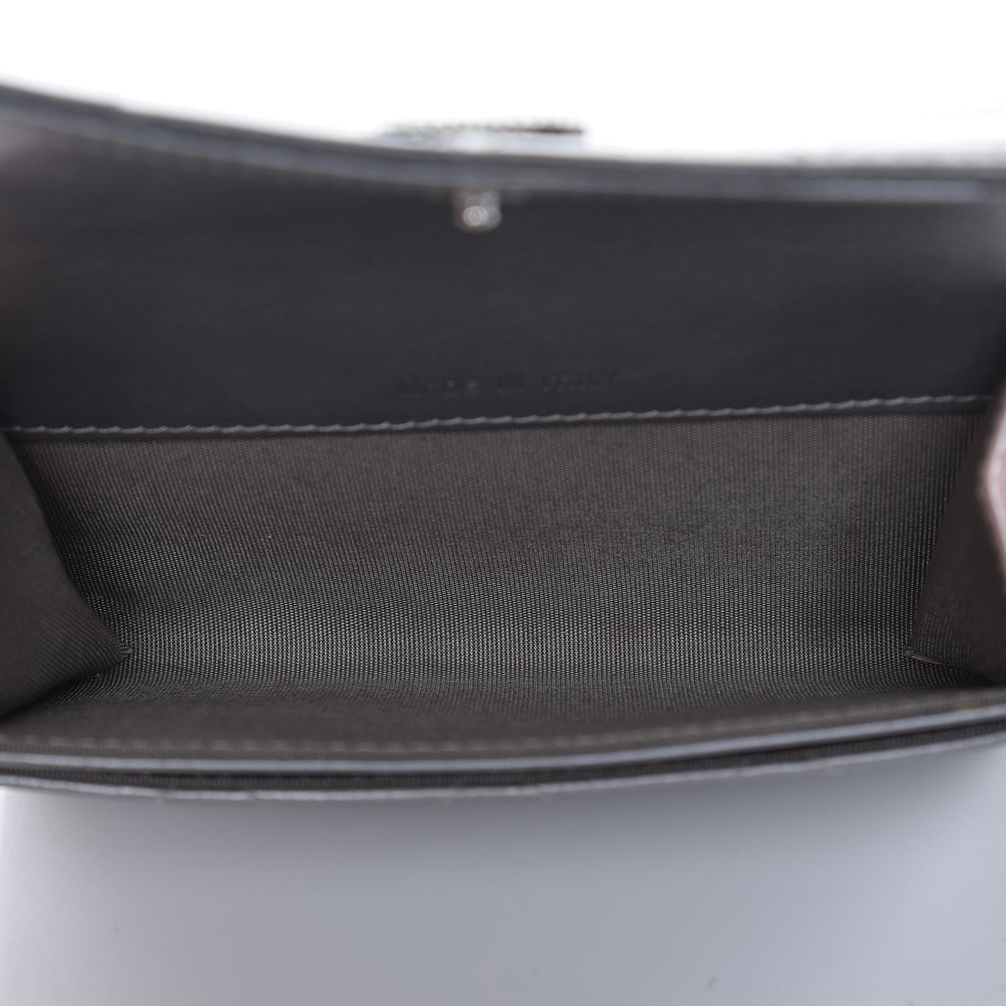 Metallic Calfskin Quilted Palette Card Holder Silver