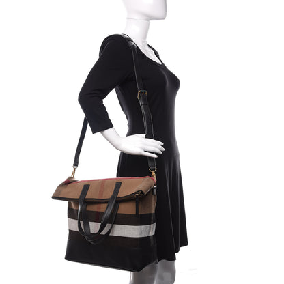Burberry Grainy Calfskin Mega Check Armley Folding Messenger Black 2 of 11