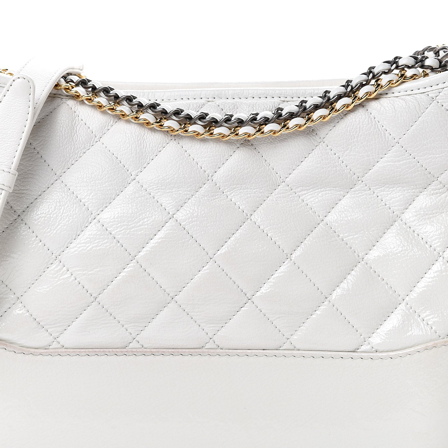 Aged Calfskin Quilted Medium Gabrielle Hobo White