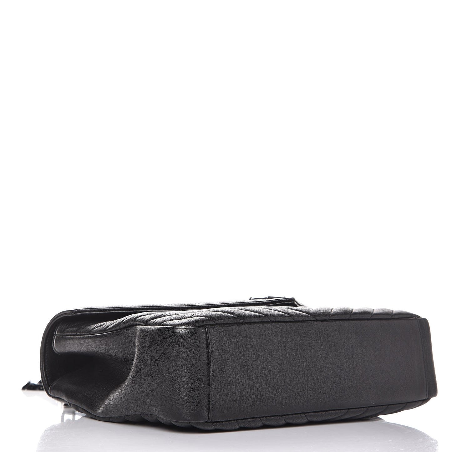 Sheepskin Matelasse Chevron Monogram Large College Satchel Black