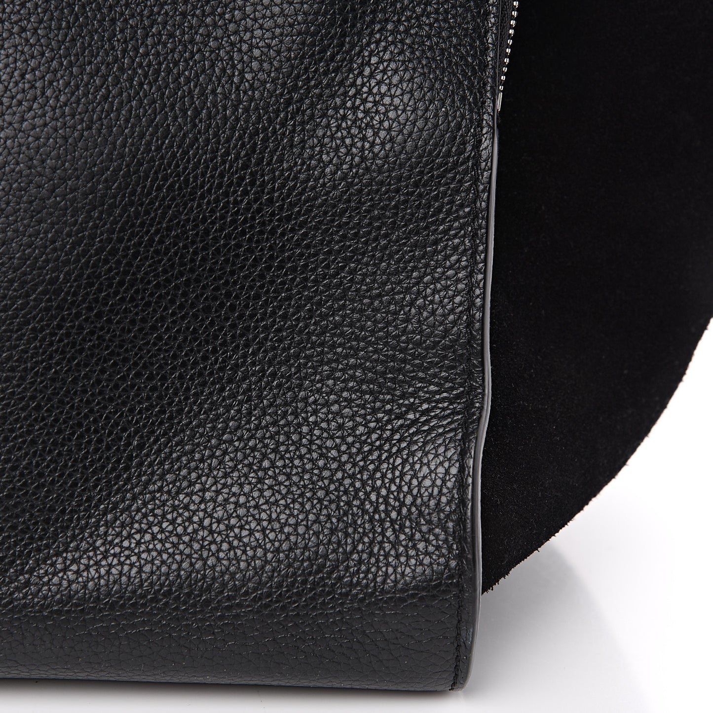 Drummed Calfskin Suede Double Zip Trapeze Black