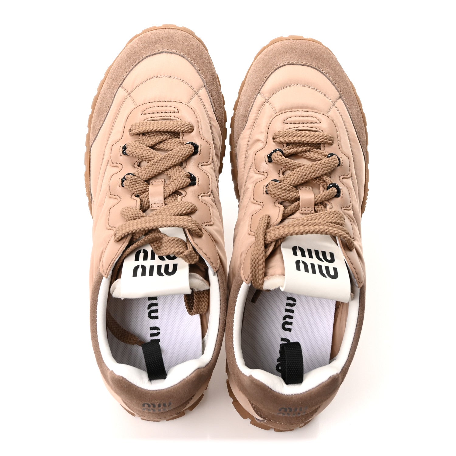 Miu Miu Technical Fabric Suede Womens Tyre Sneakers 40 Dark Rose