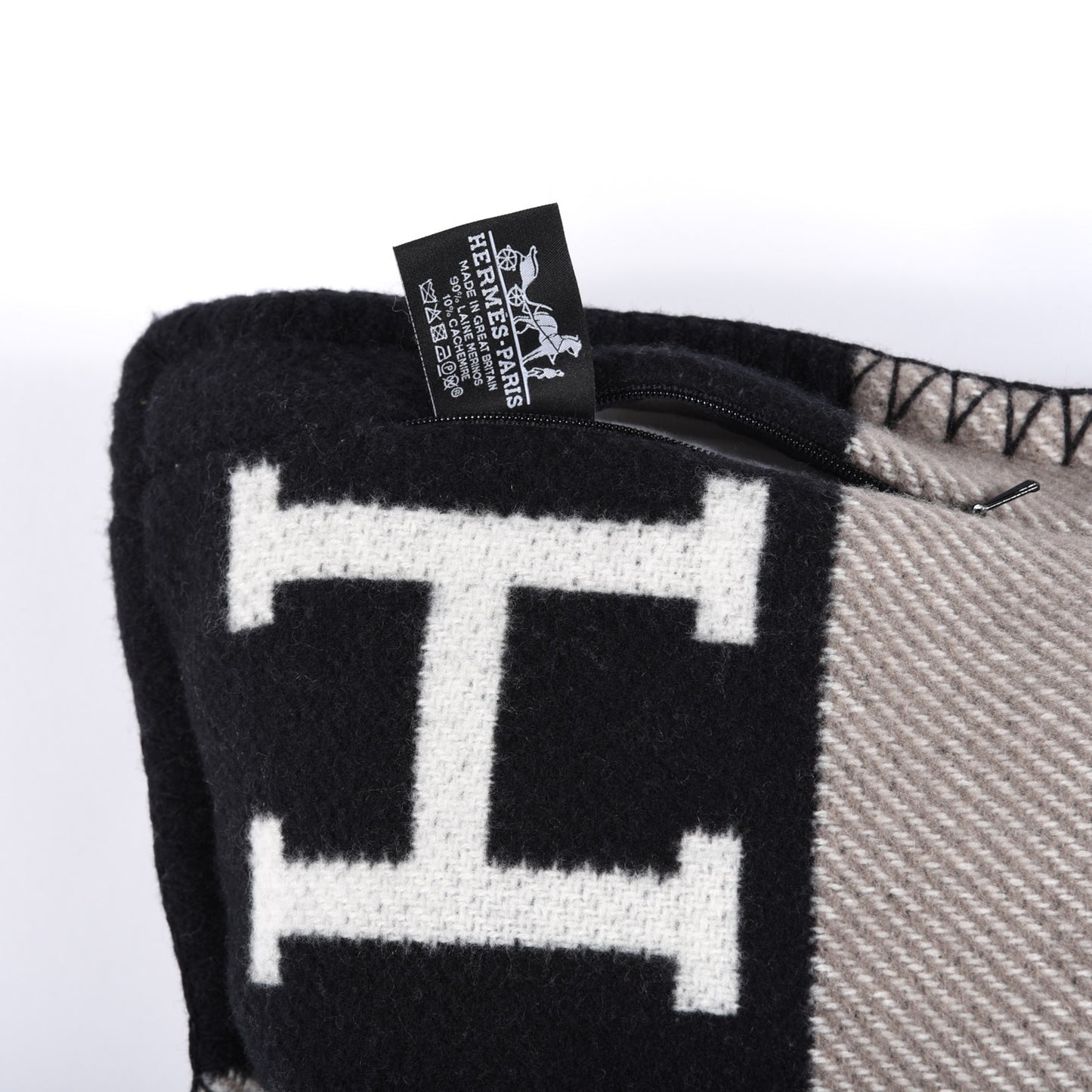 Wool Cashmere Avalon III Pillow PM Ecru Black