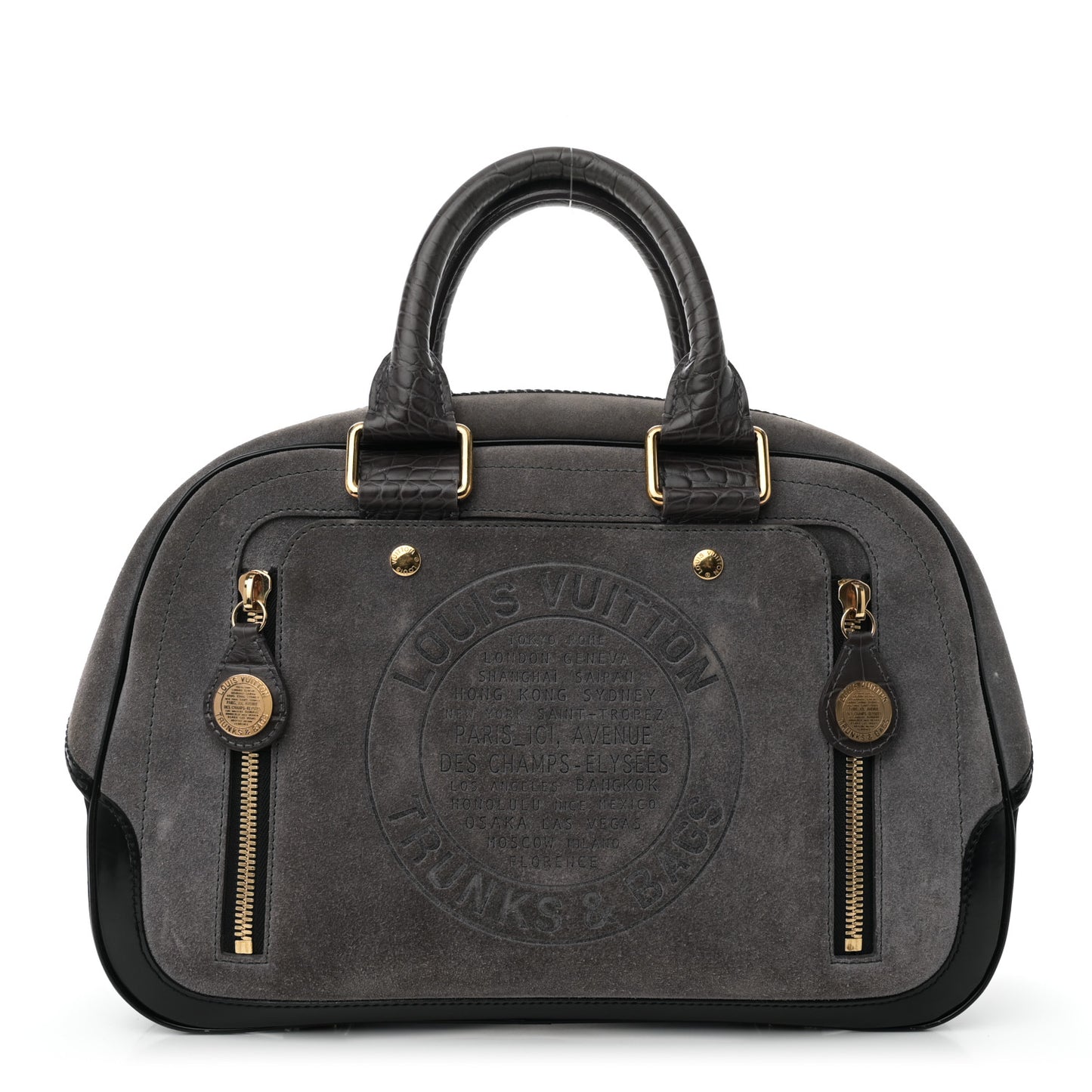 Suede Stamped Havane Bowler GM Grey
