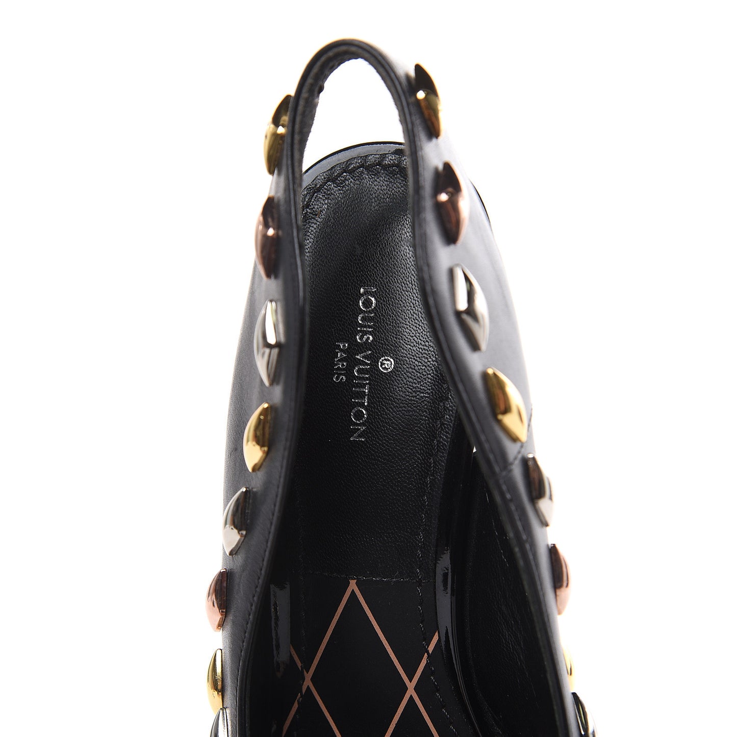 Calfskin Studded Gold Rush Slingback Pumps 36 Black