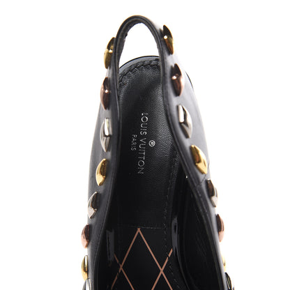 Louis Vuitton Calfskin Studded Gold Rush Slingback Pumps 36 Black 7 of 8
