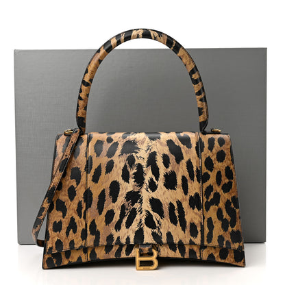 Balenciaga Smooth Calfskin Leopard Print Medium Hourglass Top Handle Bag Beige 12 of 12