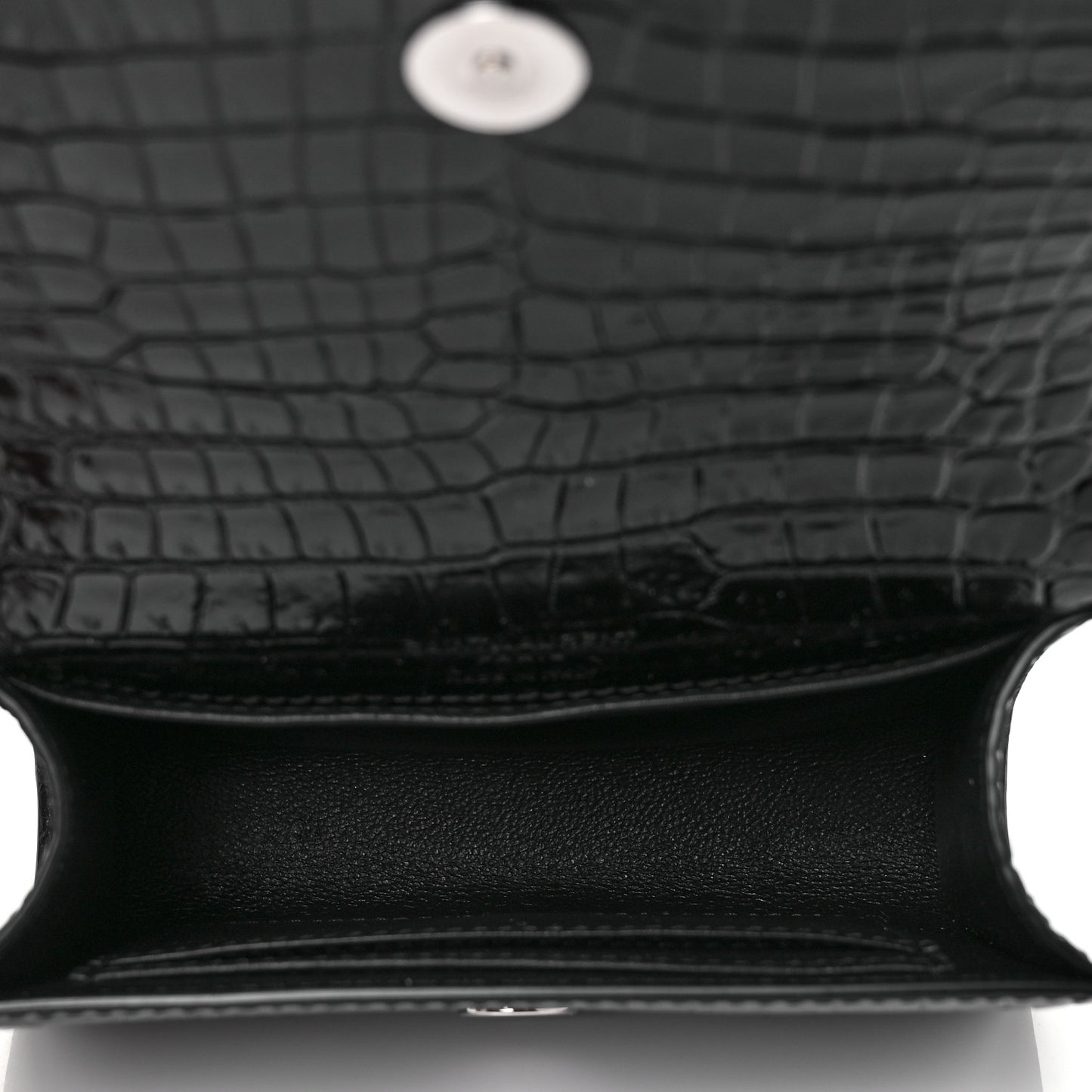Calfskin Crocodile Embossed Monogram Kate Belt Bag Black