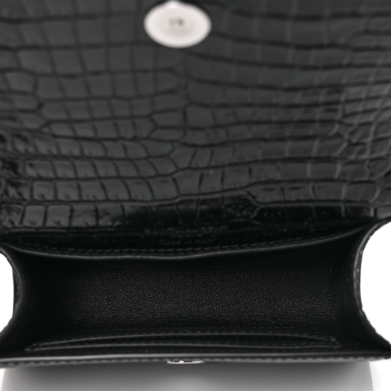 Saint Laurent Calfskin Crocodile Embossed Monogram Kate Belt Bag Black 5 of 8