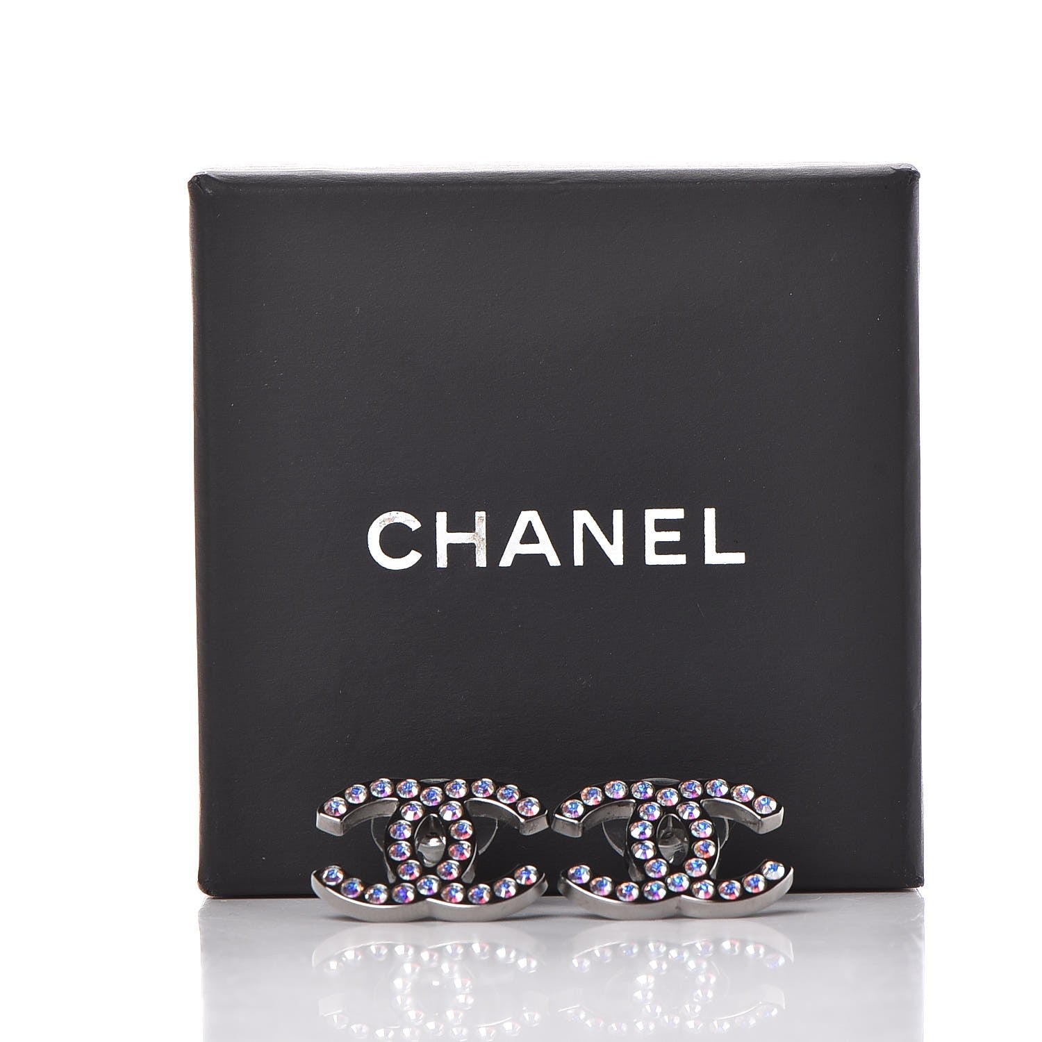 Chanel Iridescent Crystal CC Earrings Multicolor 4 of 4