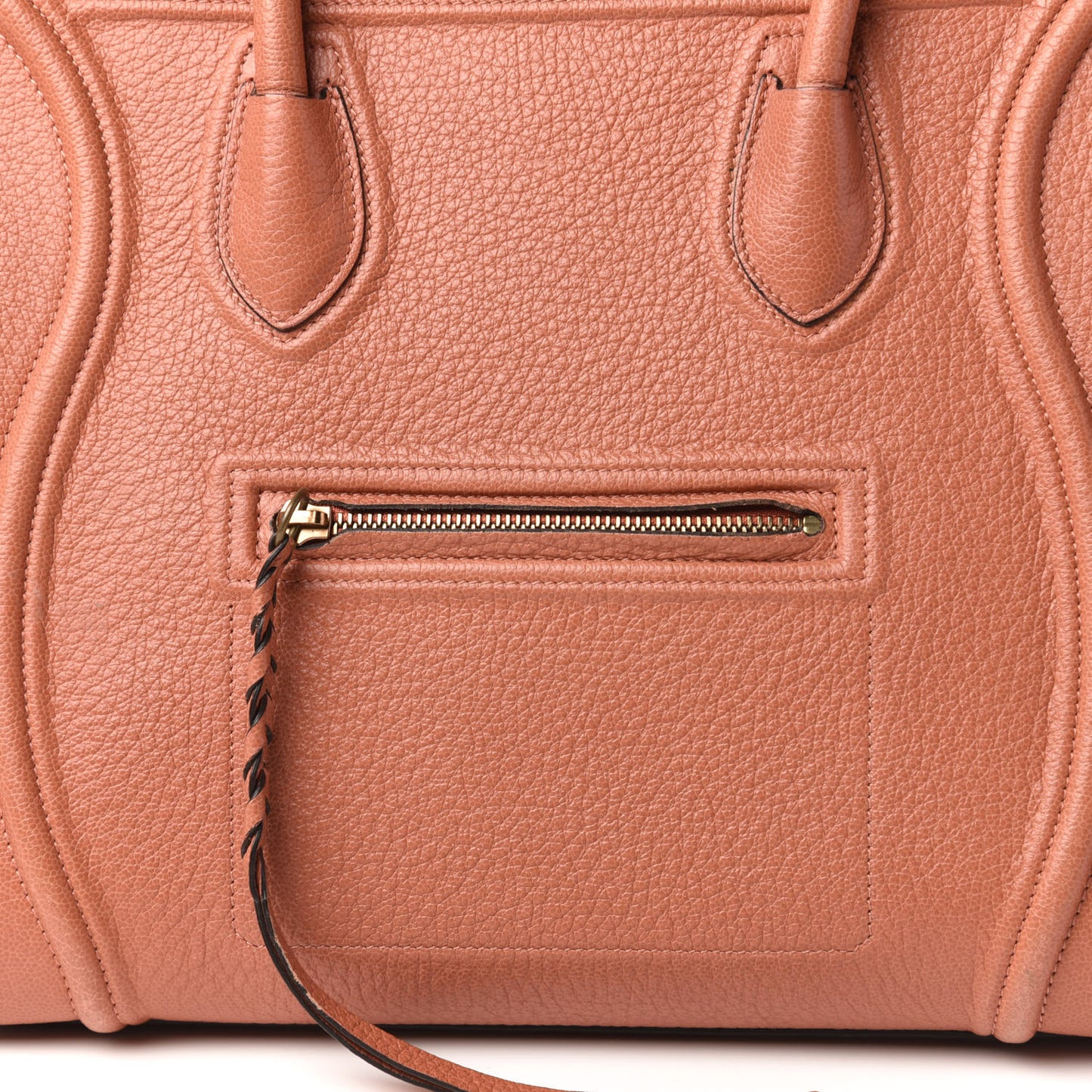 Shiny Grained Calfskin Medium Phantom Luggage Terracotta