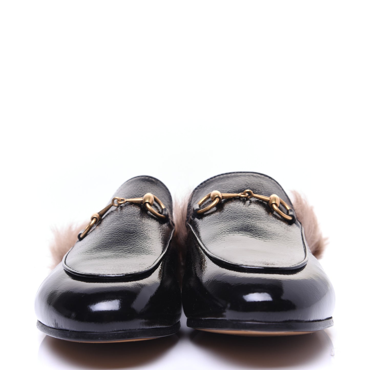 Patent Fur Womens Princetown Slippers 37.5 Black