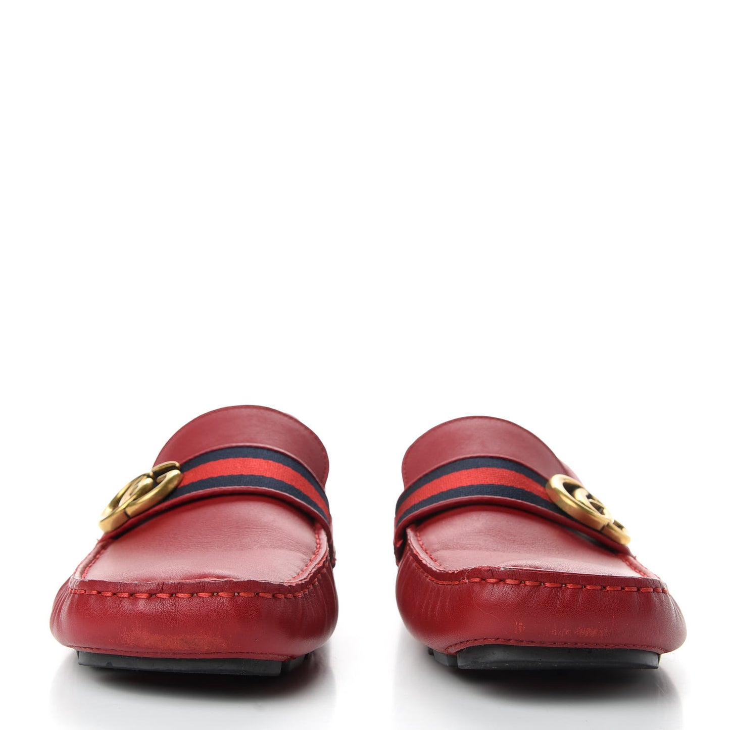 Velvety Calfskin Web Mens Noel Driver Loafers 9.5 Rosso