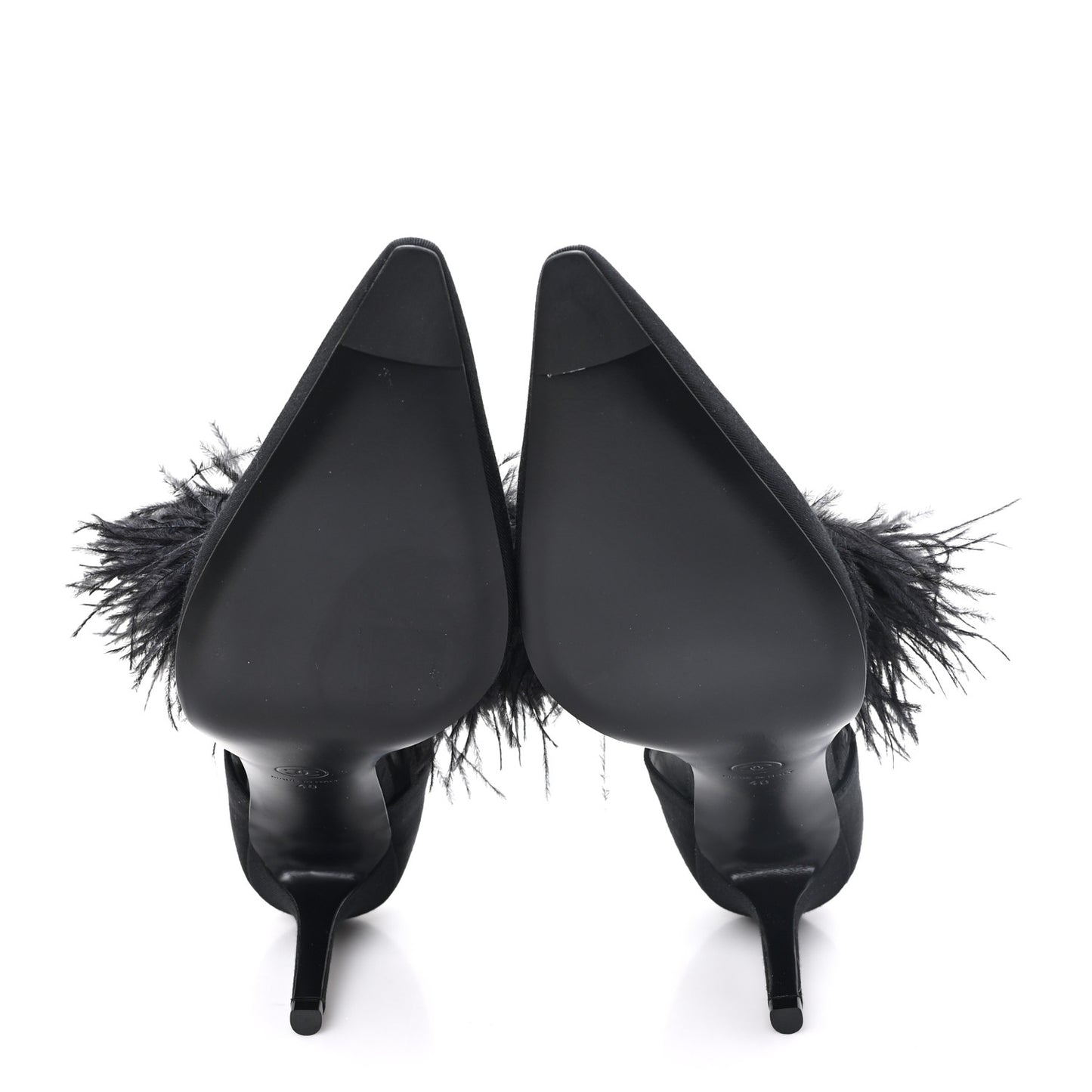 Grosgrain Feather Mary Jane Pumps 40 Black