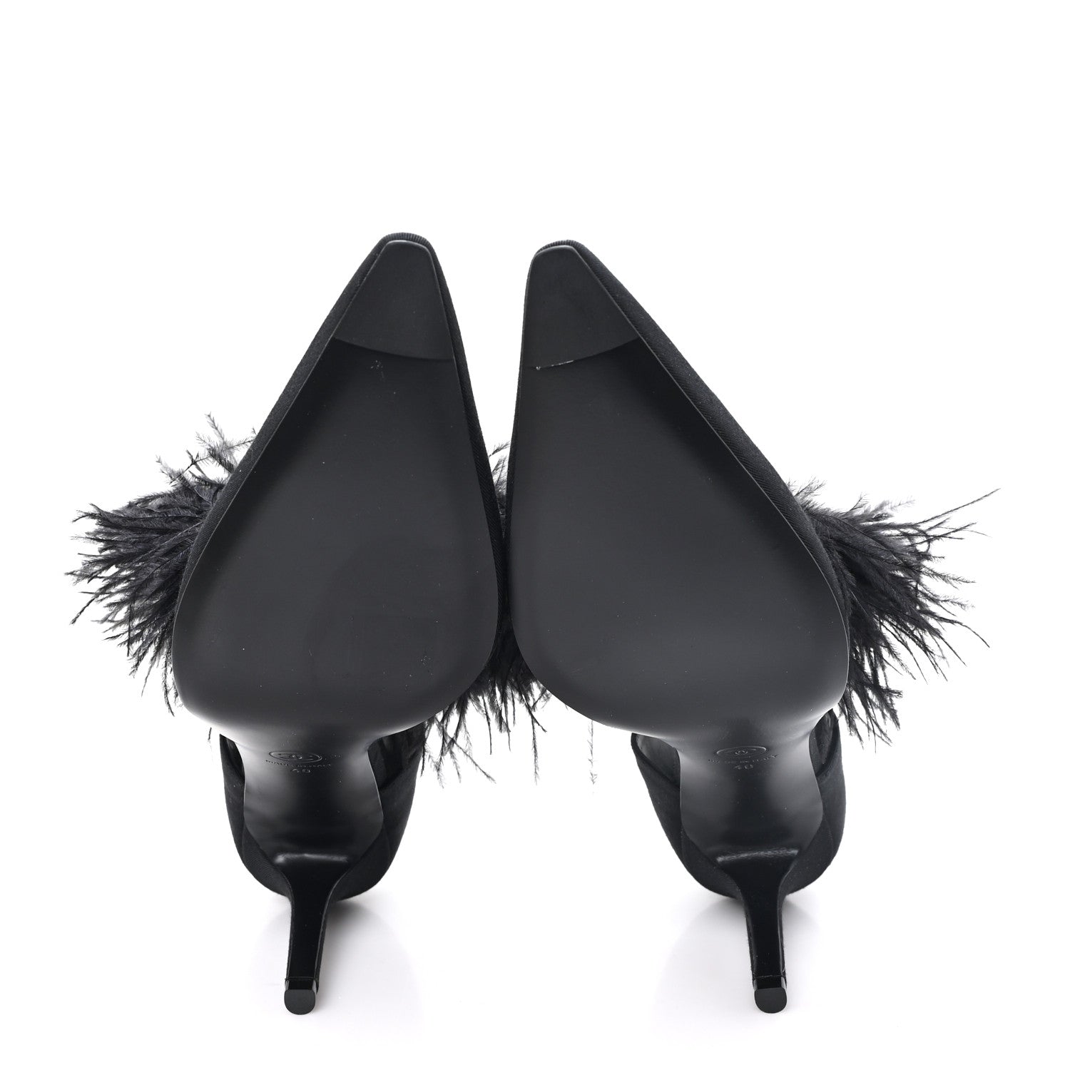 Chanel Grosgrain Feather Mary Jane Pumps 40 Black 6 of 9