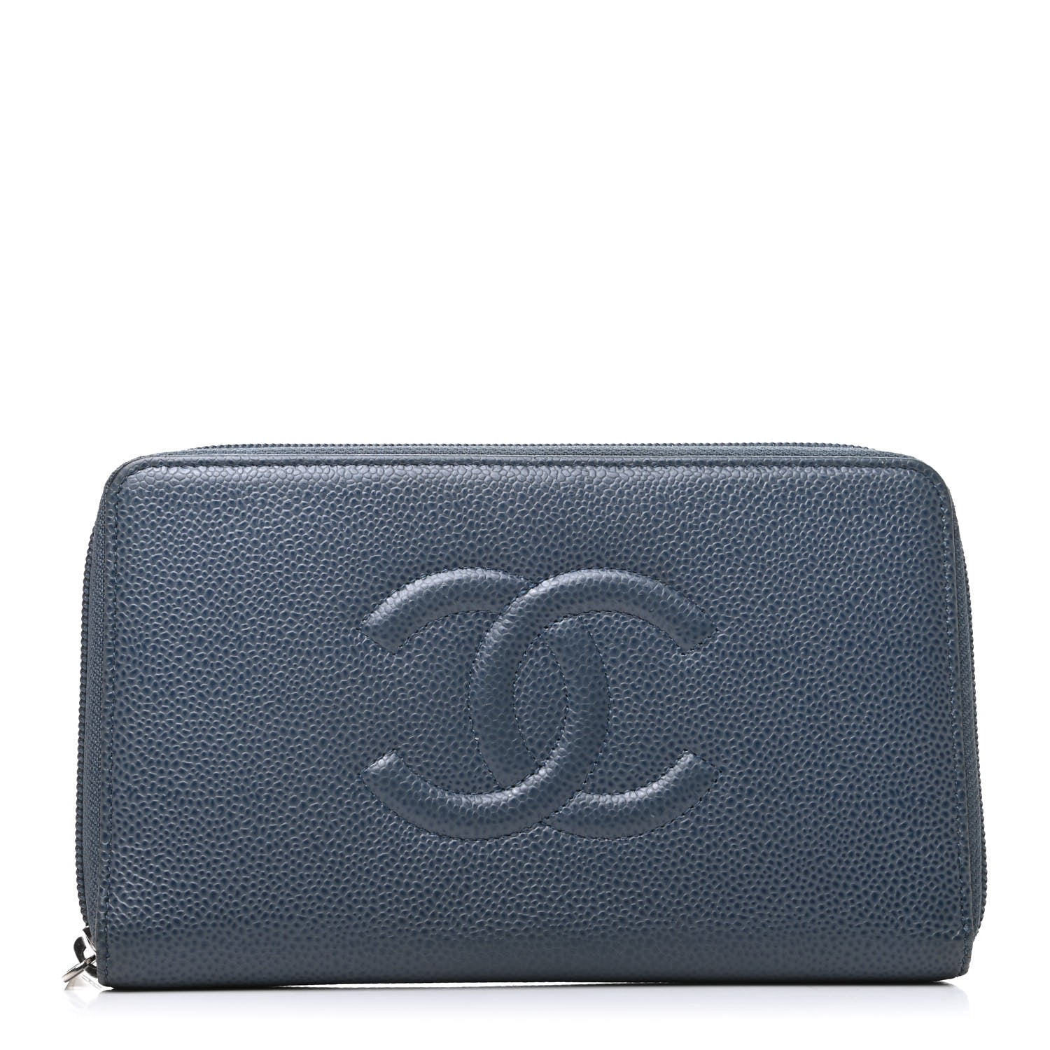 Chanel Caviar Large CC Timeless Zip Around Organizer Wallet Blue 1 of 11