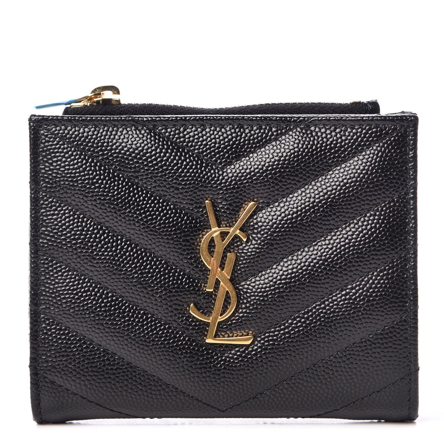 Grain De Poudre Matelasse Chevron Monogram Zipped Card Case Black