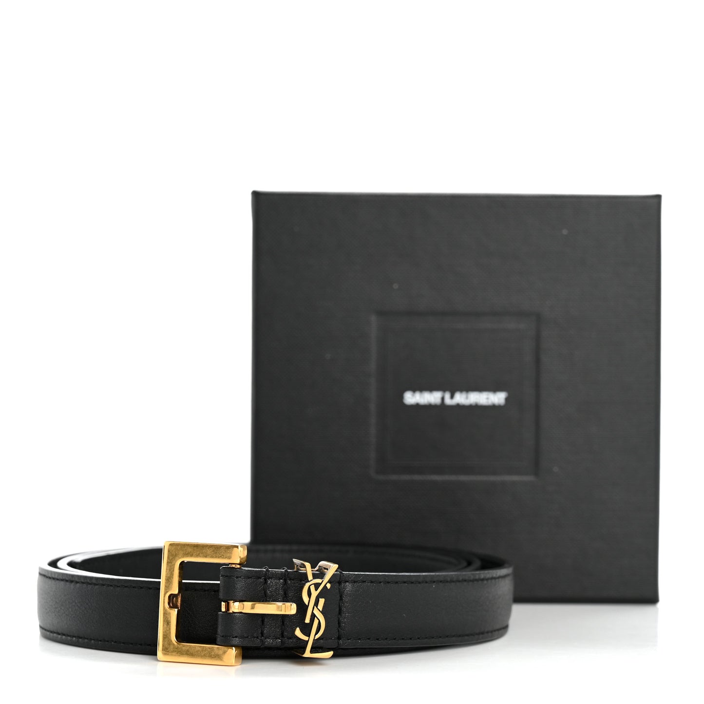 Smooth Calfskin Monogram Square Buckle Belt 90 Black