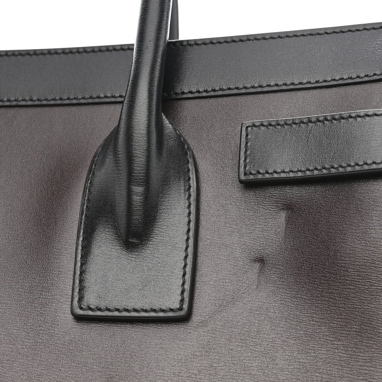 Saint Laurent Calfskin Bi-Color Small Sac De Jour Burgundy Black 13 of 15