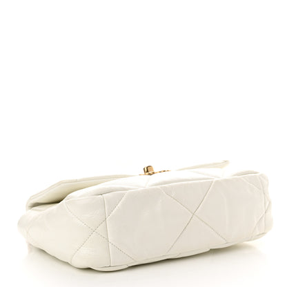Chanel Shiny Crumpled Calfskin Quilted Medium Chanel 19 Flap White 4 of 10