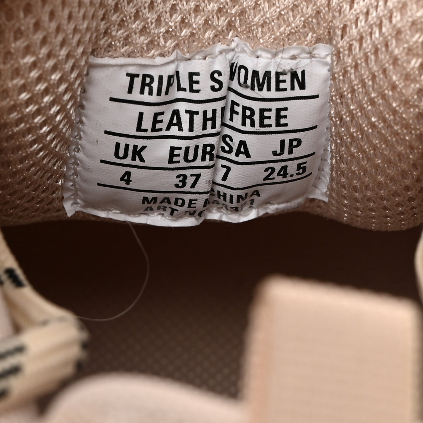 Fabric Mesh Clear Sole Womens Triple S Sneakers 37 Beige