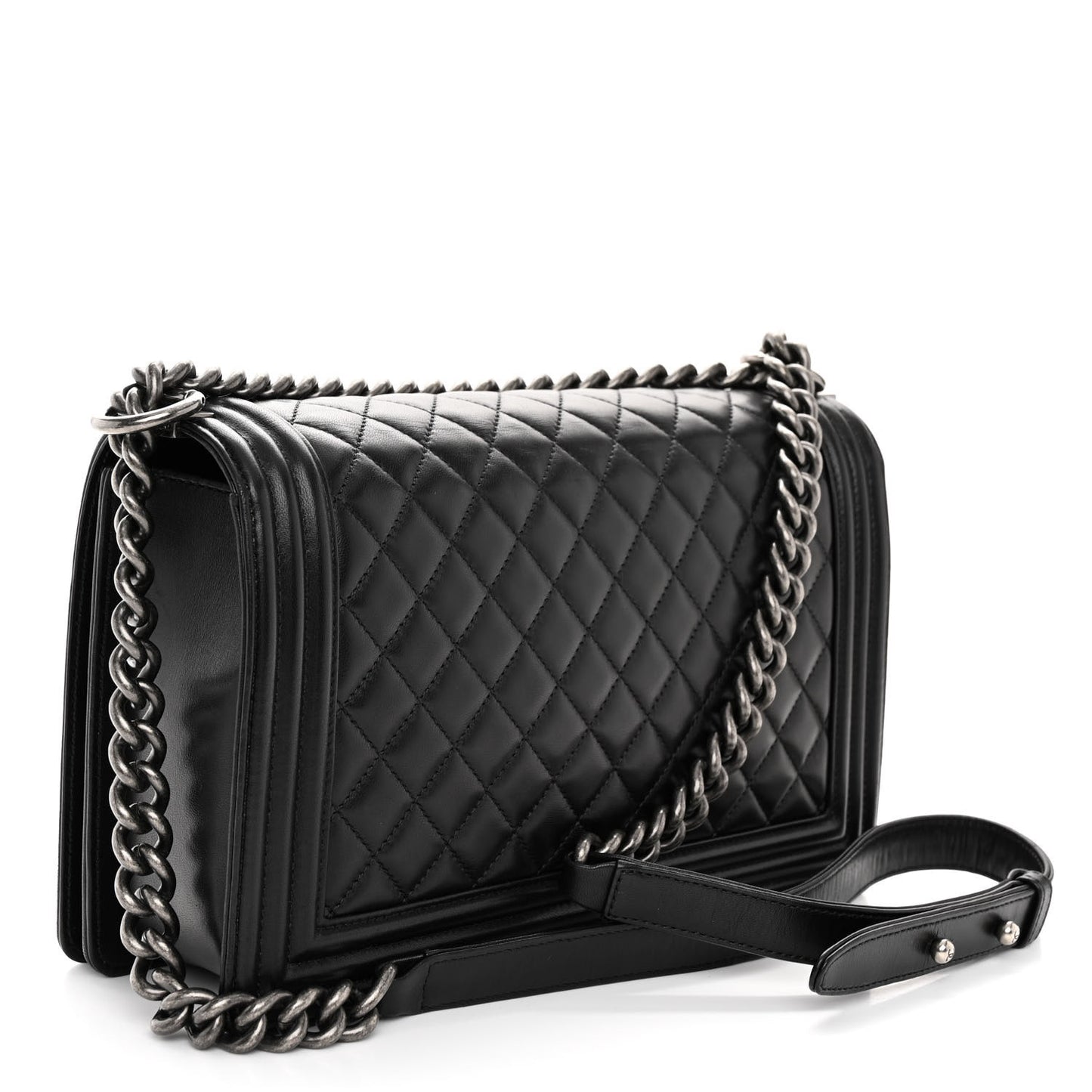 Lambskin Quilted New Medium Boy Flap Black