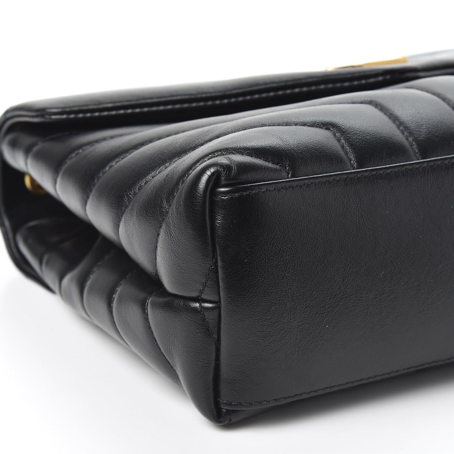 Calfskin Y Quilted Monogram Small Loulou Chain Satchel Black