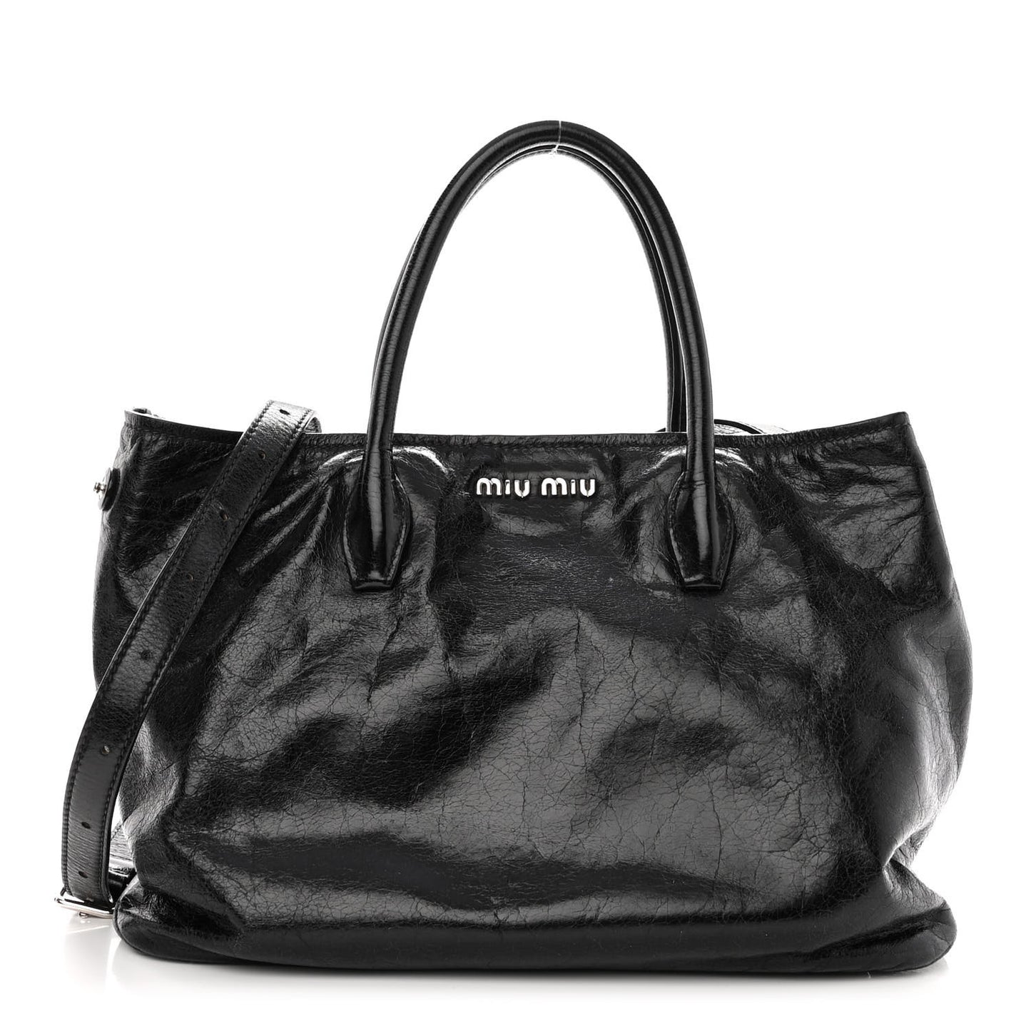 Vitello Shine Top Handle Satchel Black