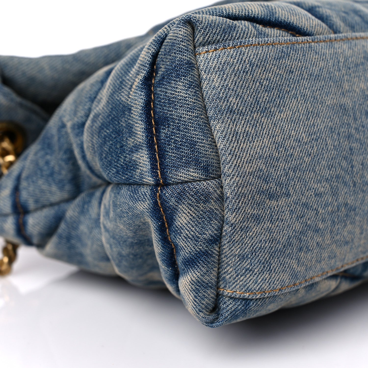 Saint Laurent Denim Quilted Small Loulou Puffer Monogram Chain Satchel Blue Cinnamon 8 of 9