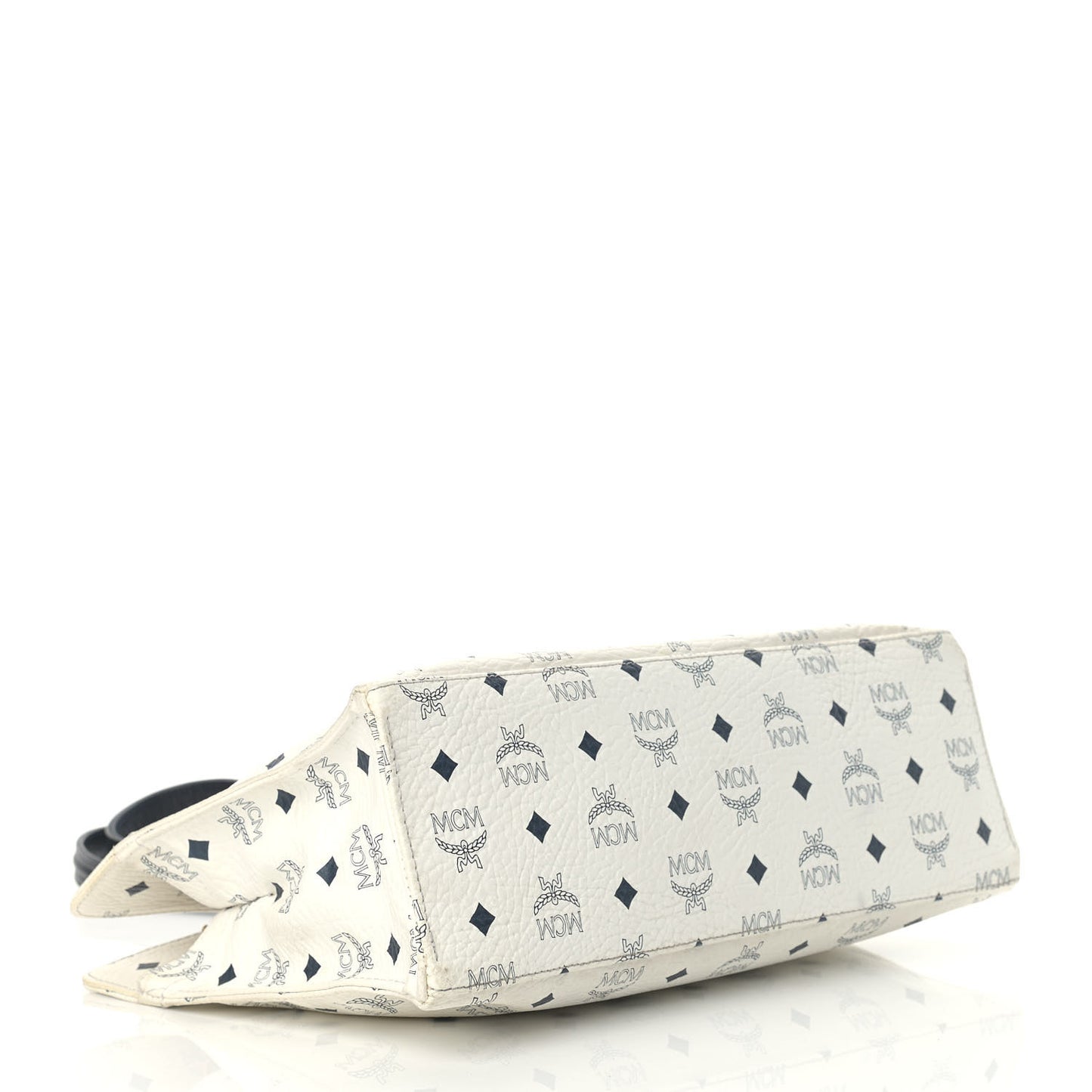 Lambskin Coated Canvas Monogram Chain Tote White