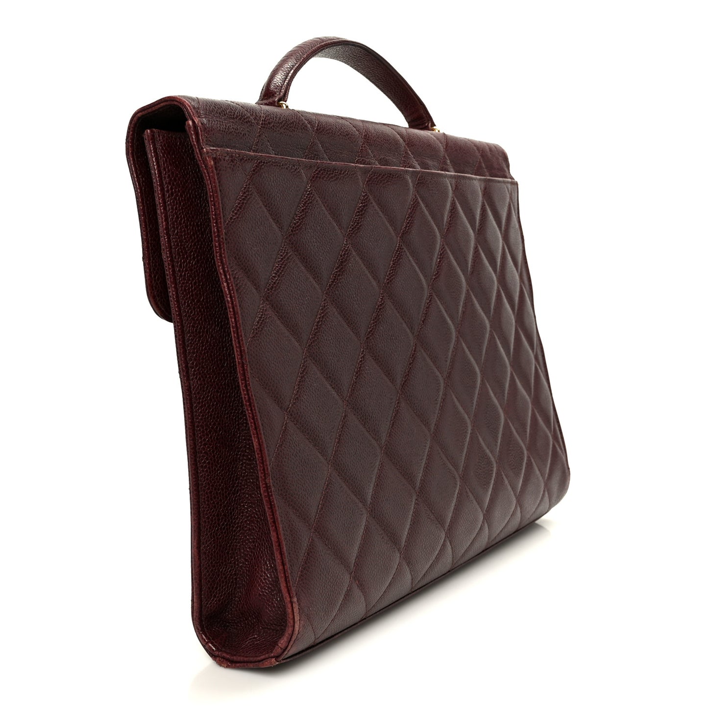 Caviar Quilted Briefcase Laptop Bag Burgundy
