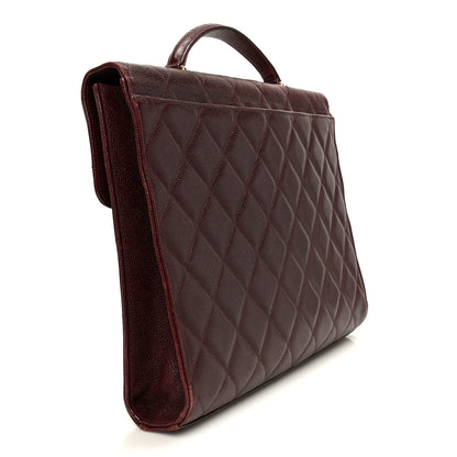 Chanel Caviar Quilted Briefcase Laptop Bag Burgundy 3 of 12